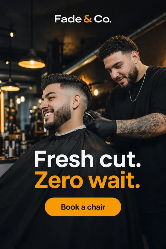Example story ad for Fade & Co., a fictional barbershop