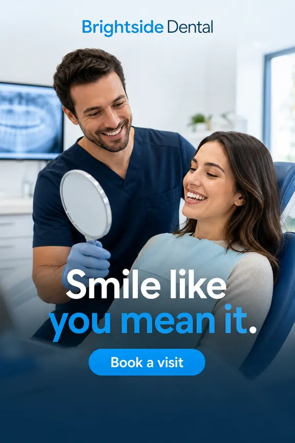 Example story ad for Brightside Dental, a fictional dental clinic