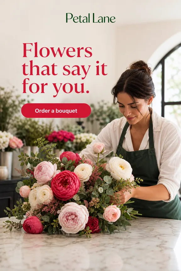 Example story ad for Petal Lane, a fictional florist