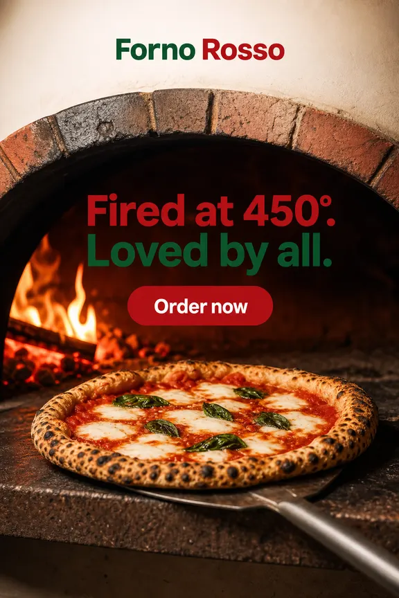 Example story ad for Forno Rosso, a fictional pizzeria