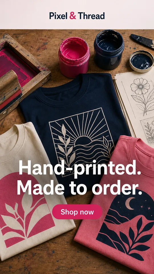 Example story ad for Pixel & Thread, a fictional online store