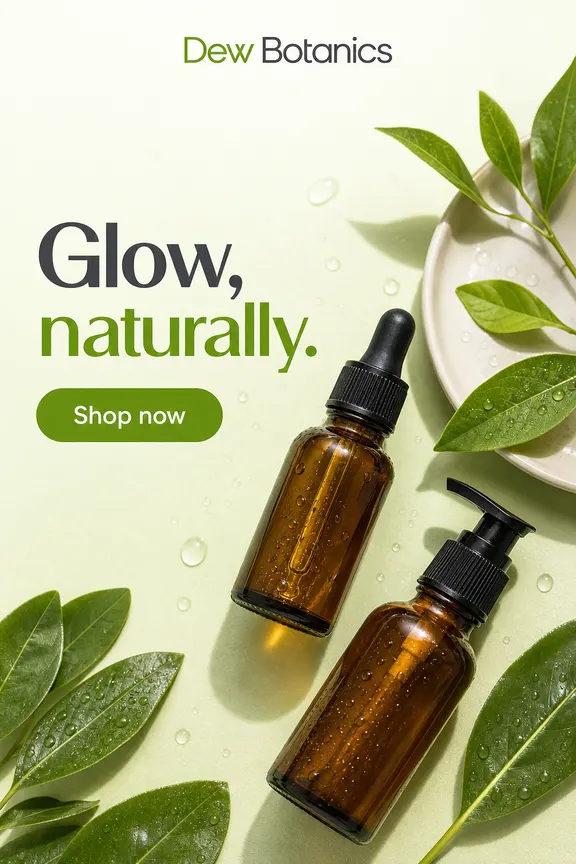 Example story ad for Dew Botanics, a fictional skincare brand